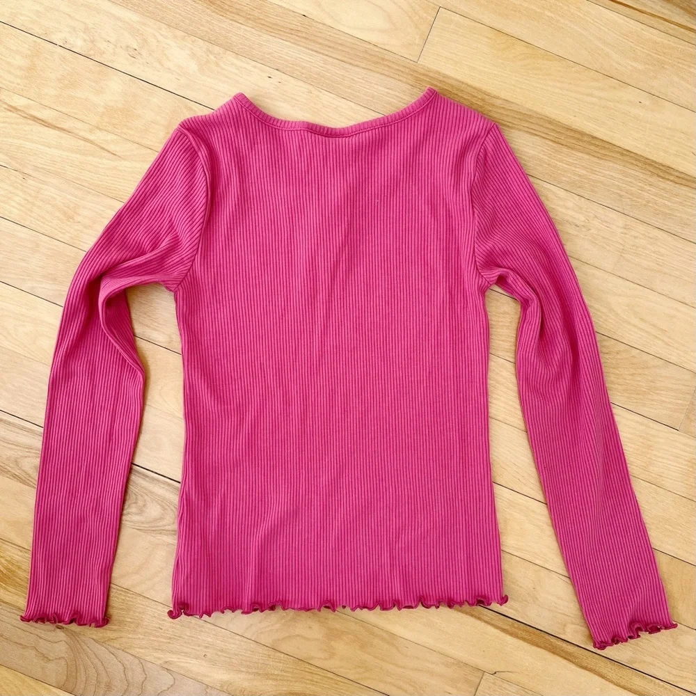 Old Navy Pink Ribbed Henley Long Tee - Size L